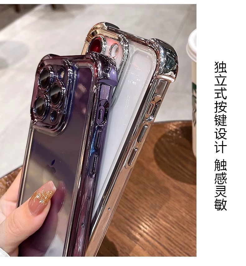 适用苹果16promax手机壳iPhone15四角气囊电镀壳14高级感13小众12详情5