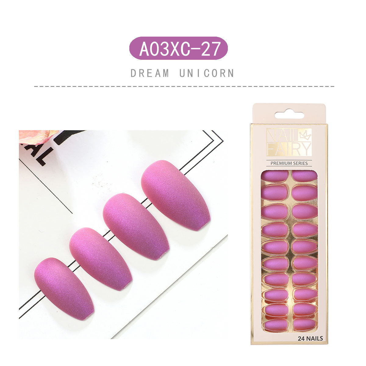 New product: Dazzling matte ballet nails, wearable nail art, finished nail pieces, matte coffin nails, 24 pieces of nail art pieces, fake nails pic 28