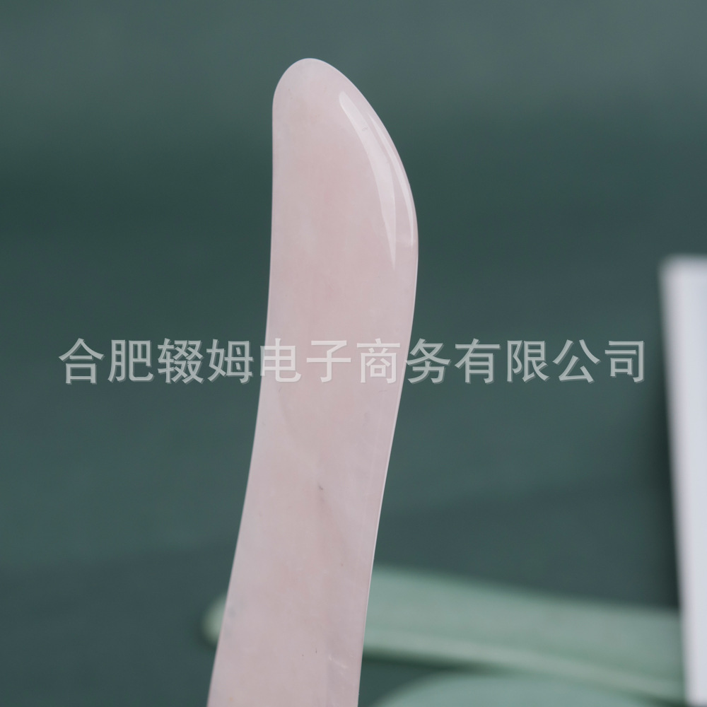 粉晶玉石厂家刮痧板粉水晶绿东陵面部脸部美容刮痧颈椎腿部全身详情8