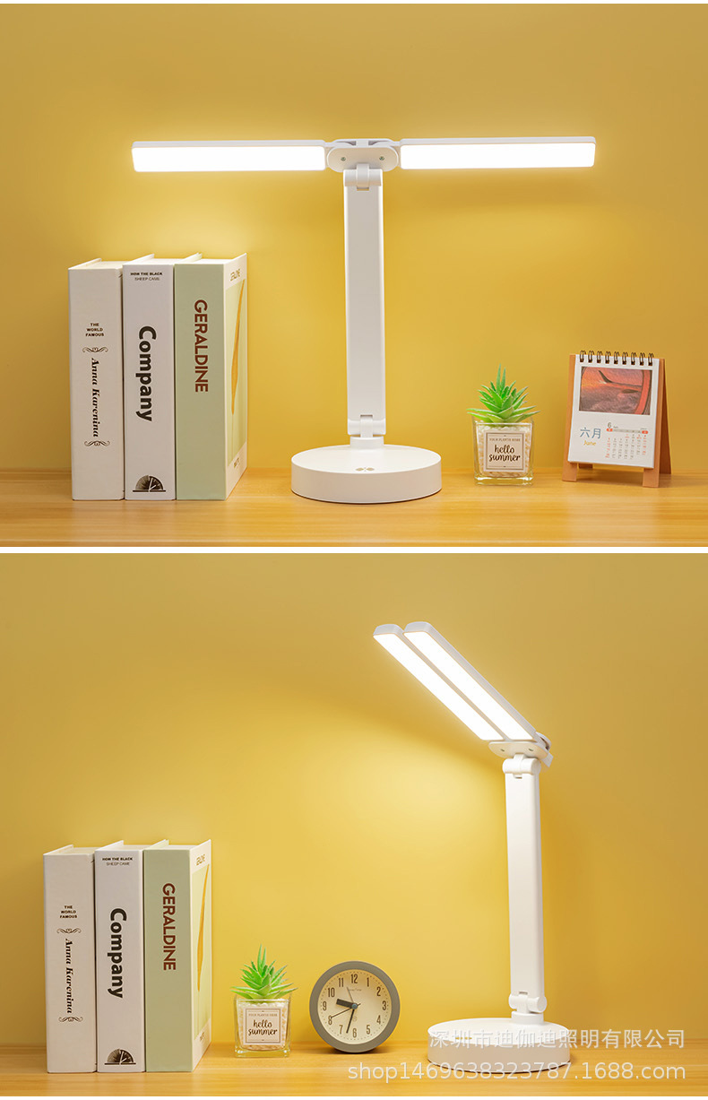 LED护眼充电台灯夜灯双臂USB充电插座白光暖光多功能照明灯饰台灯夜间阅读书桌灯详情4