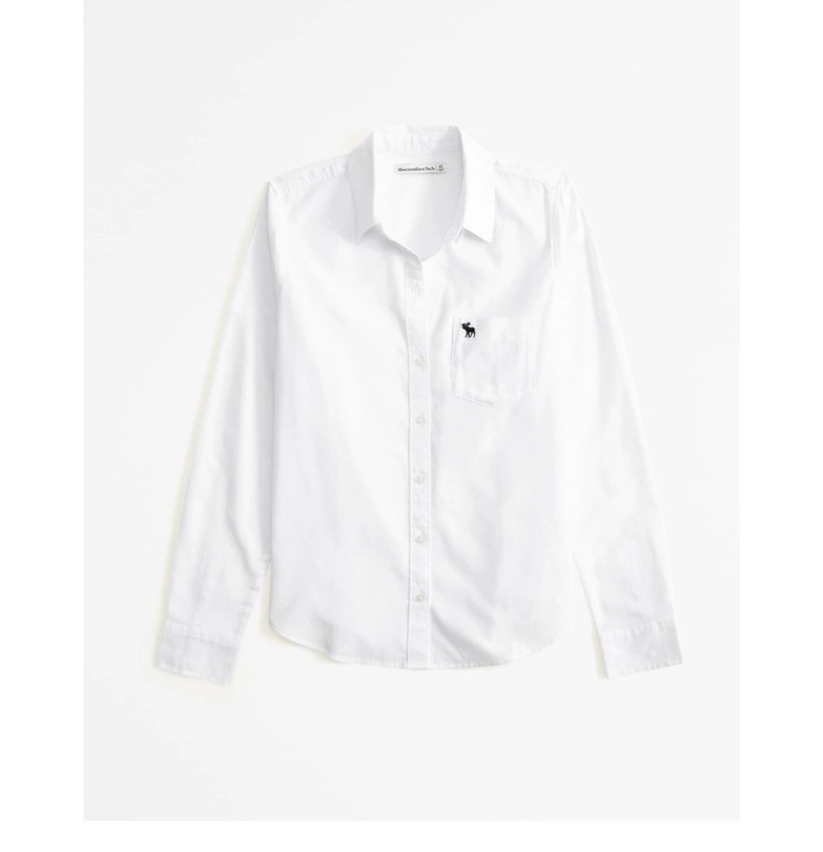 定制跨境女装牛津经典刺绣小麋鹿图案女装春秋百搭通勤衬衫绣花详情4