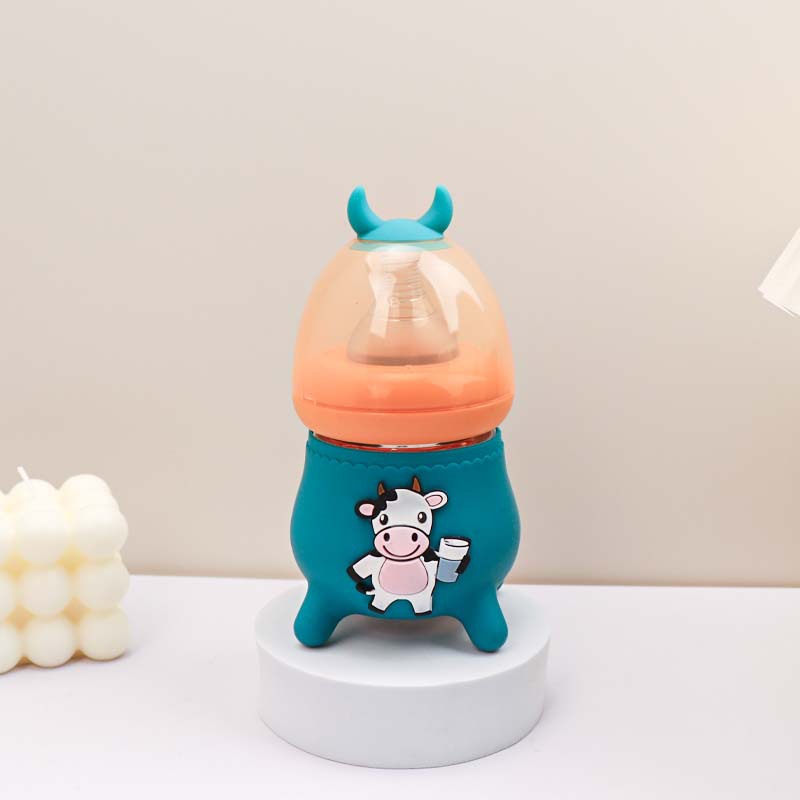 新生婴儿用牛牛玻璃奶瓶0-6个月防呛奶仿母乳奶嘴防吐奶初生儿详情8