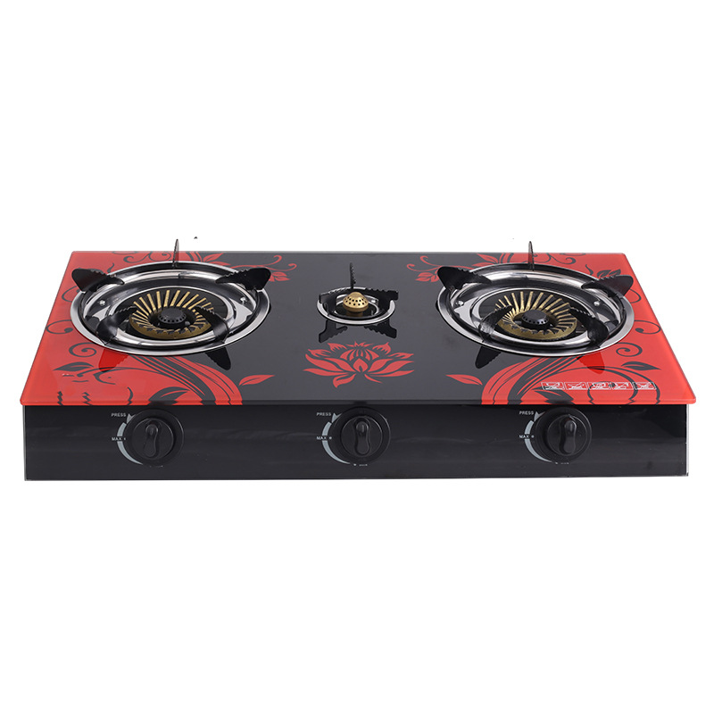 ATLAS European-style three-burner gas stove with tempered glass panel, high-intensity flame stove, liquefied gas household stove, for export only pic 11