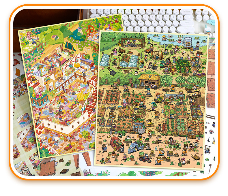 82.0艺蓝造景贴纸加大号逛菜园场景贴纸3D立体微缩场景贴纸手帐贴详情15