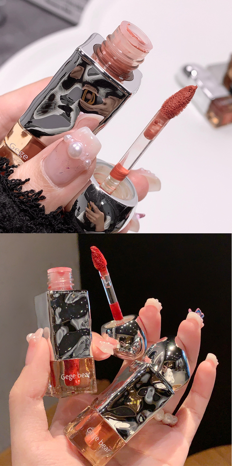 Gege bear Goge Little Bear Soft Nude Mist Velvet Lip gloss matte finish waterproof and not easy to stick to the rim red pic 15