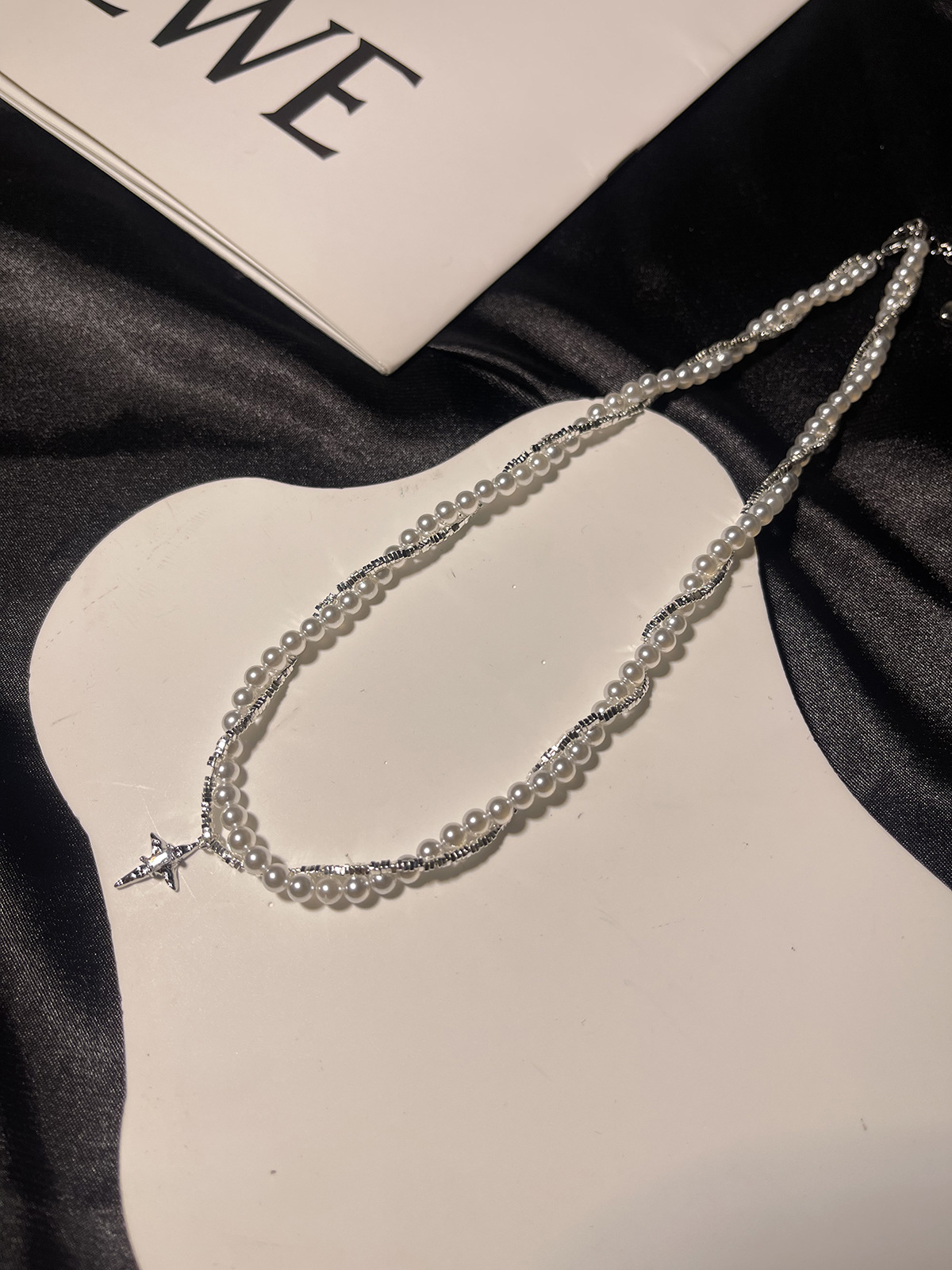 星芒珍珠碎银子几两项链四芒星星锁骨链女小众双层设计感轻奢潮流详情4