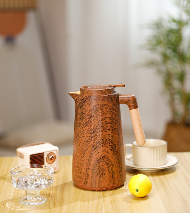 New cross-border wooden handle large-capacity thermos, household coffee pot, thermos, water bottle, hot water kettle, dormitory thermos, fashionable and portable thermos pic 16