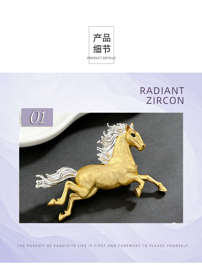 High-end two-color gold three-dimensional horse brooch, good luck for the New Year immediately, zodiac horse brooch gift, perfect choice for both men and women pic 11