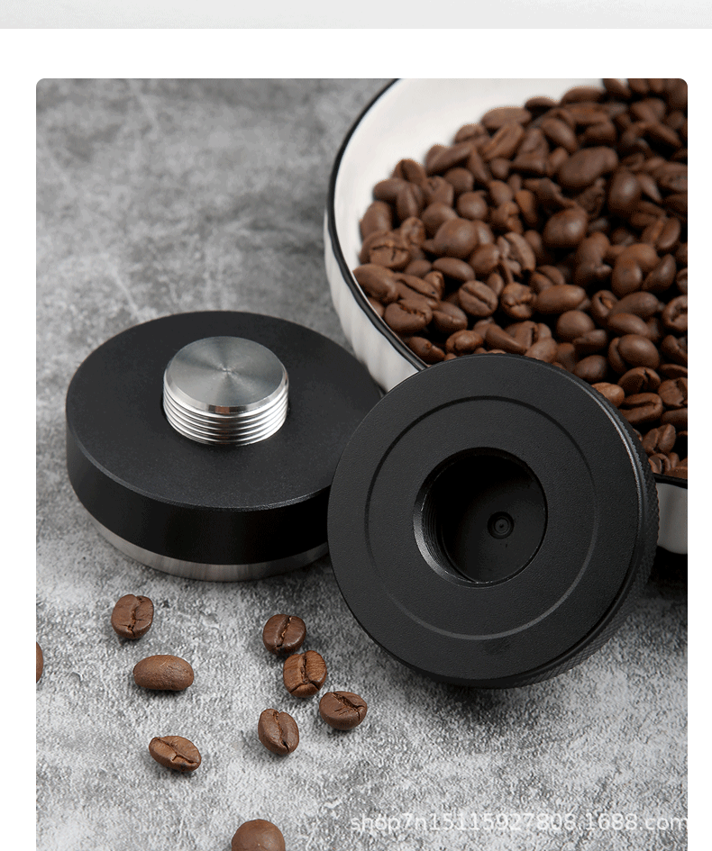 Stainless steel plastic coffee cloth powder maker, flat-bottomed three-paddle threaded powder press, macaron powder hammer, 51/53/58mm pic 8