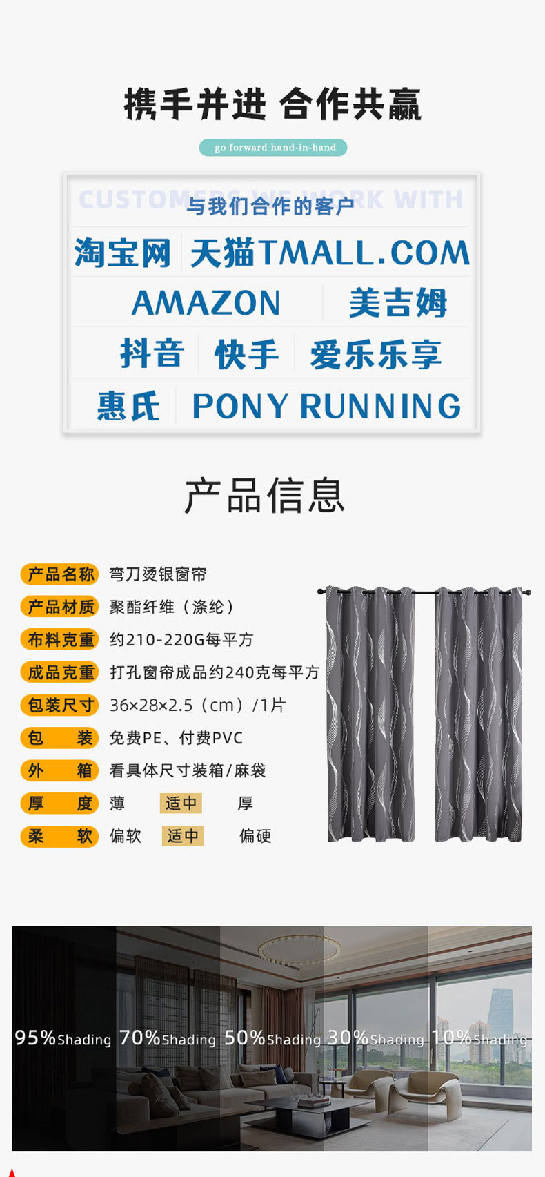 Cross-border Amazon bestseller solid color blackout curtains for heat insulation and sun protection, exclusively for export curtains finished product wholesale pic 1