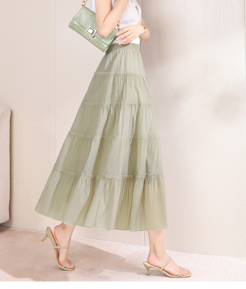 Fairy Forest style sweet pleated skirt 2024 new summer Design sense Light and thin skirt, fashionable high-waisted half skirt pic 18