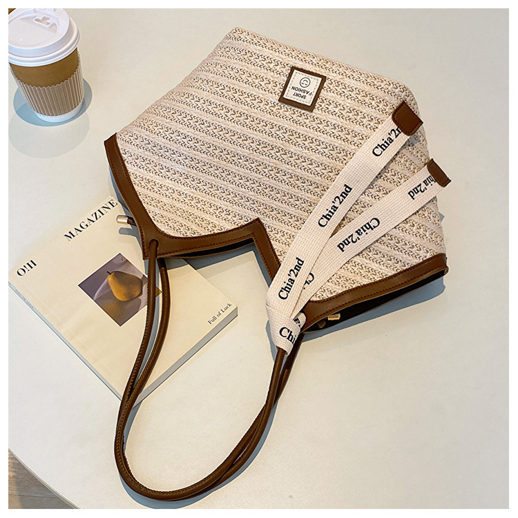 大容量托特包包女2025新款潮复古手提草编包百搭单肩编织包通勤包详情26