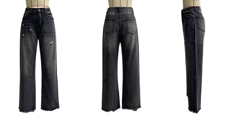 Independent Station Foreign Trade 2023 Amazon Stylish Autumn/Winter New Casual Long Pants, slightly flared washed jeans for women pic 3