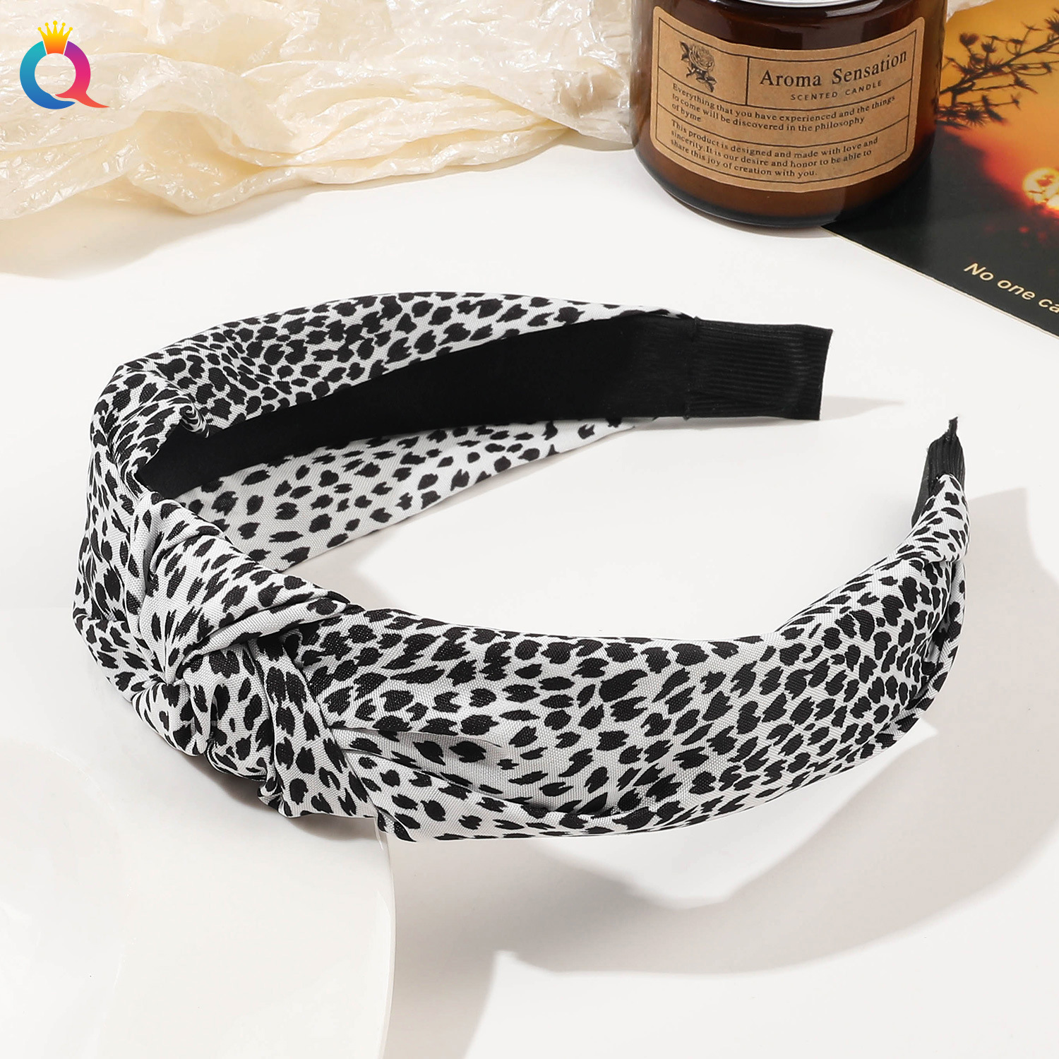 Qiyue Cross-border leopard Print knotted hair band Summer high-end wide-edge simple headband High top hair Hole Hair Accessory wholesale pic 19