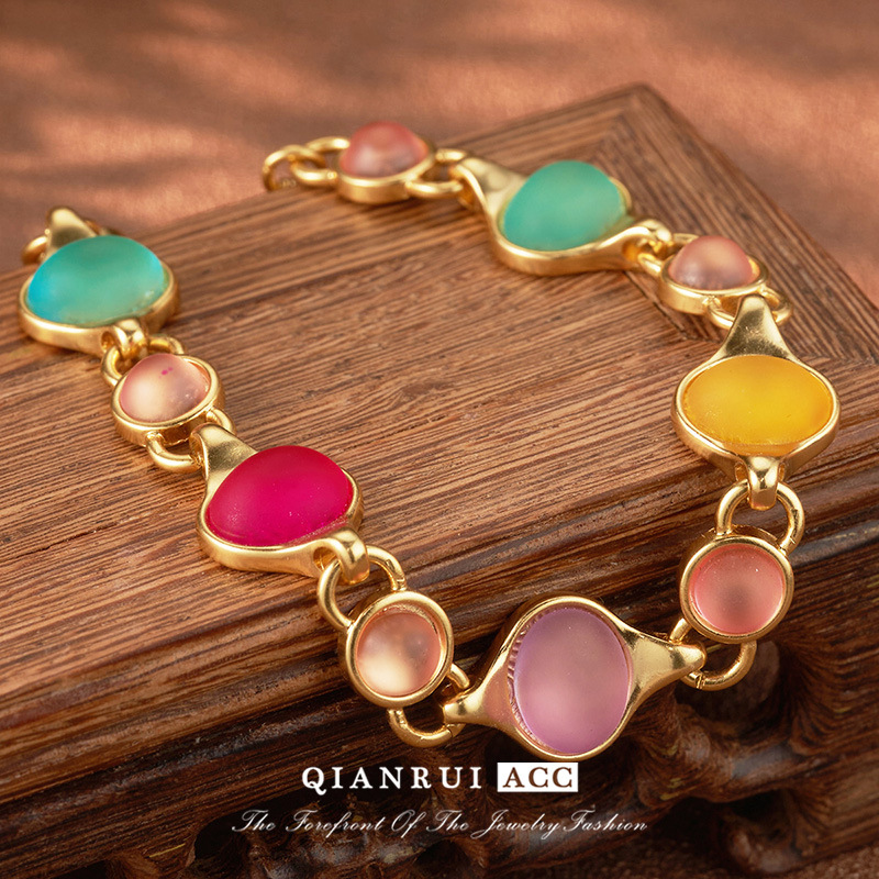 法式水晶串珠手链时尚轻奢高级感彩色中古Vintag饰品复古小众设计详情20