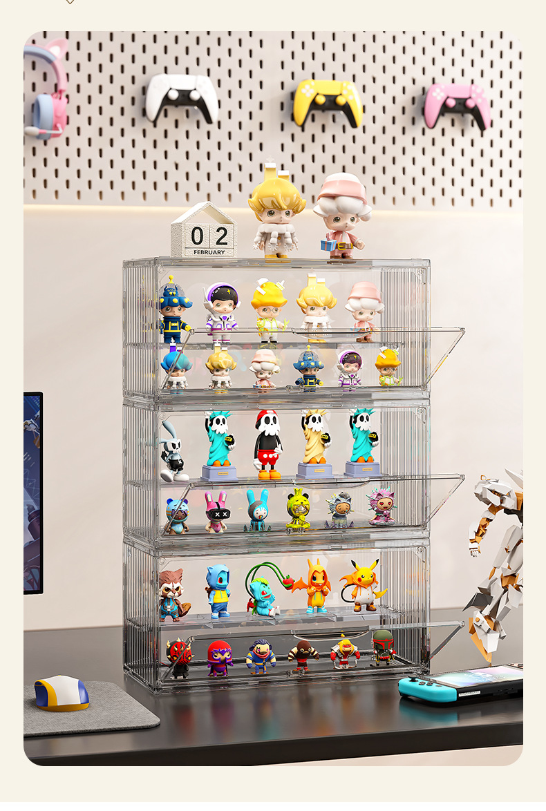 盲盒集装箱收纳盒防尘加厚透明亚克力展示架泡泡玛特手办展示盒详情8