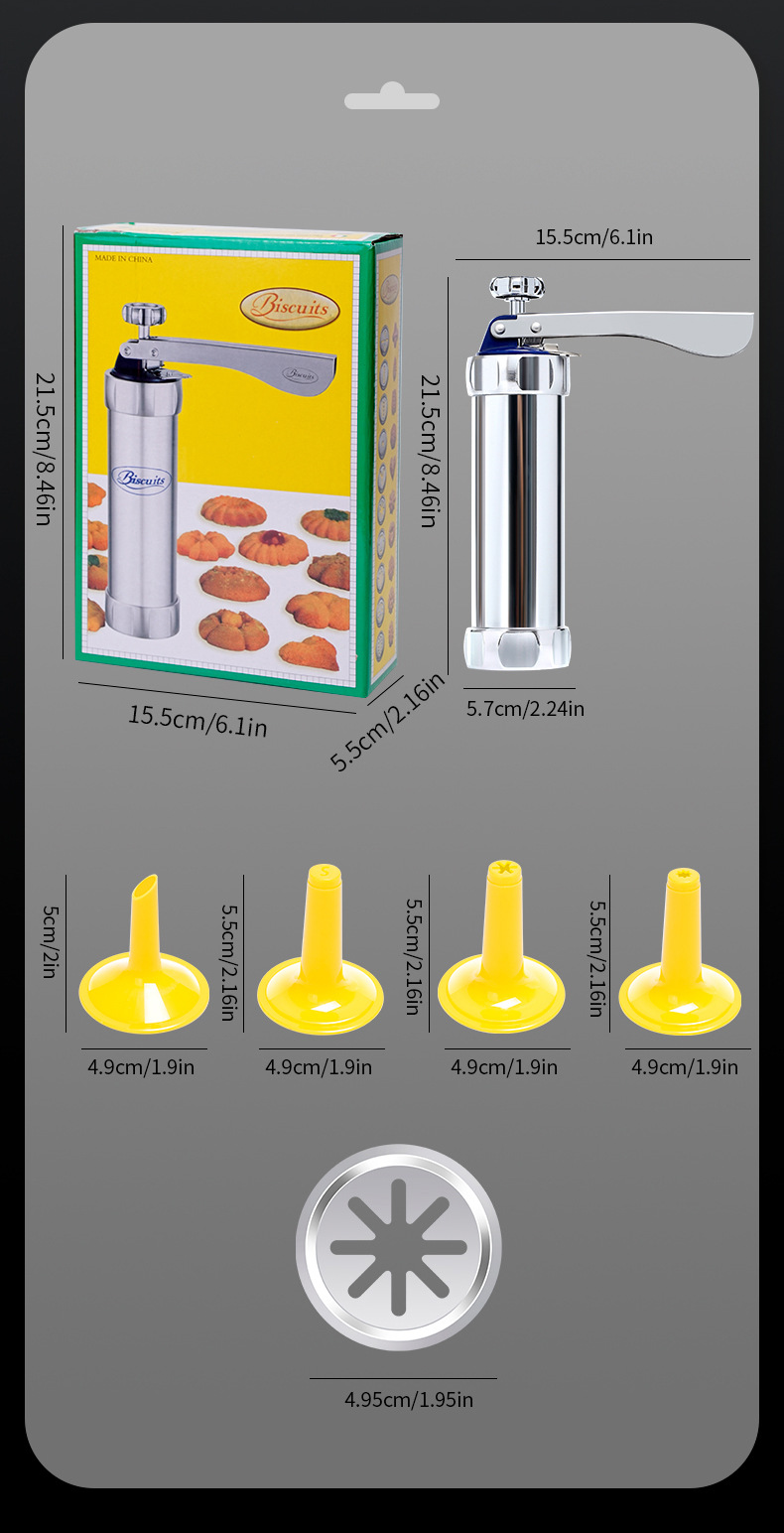 Cookie mold gun, baking tool, aluminum alloy piping nozzle, 20 pieces of sheet, bean melting and flower squeezing bag set, baking pic 15