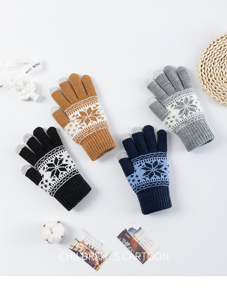 手套女冬季加绒加厚韩版防寒可爱户外骑行触屏保暖毛线针织手套详情13