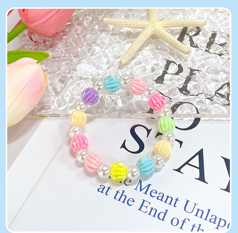 【可以】儿童可爱手链彩色亚克力串珠手环爱心蝴蝶结女孩手串手饰详情12