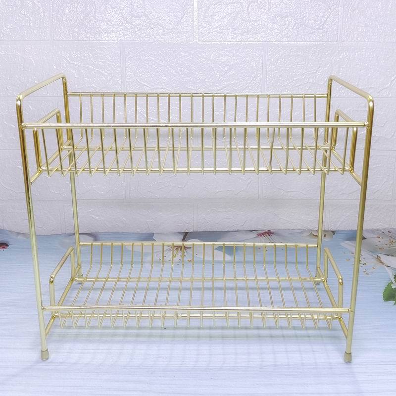 Nordic gold direct supply desktop multi-layer cosmetics shelving, ironwork kitchen shelving, 2-layer shelving pic 2