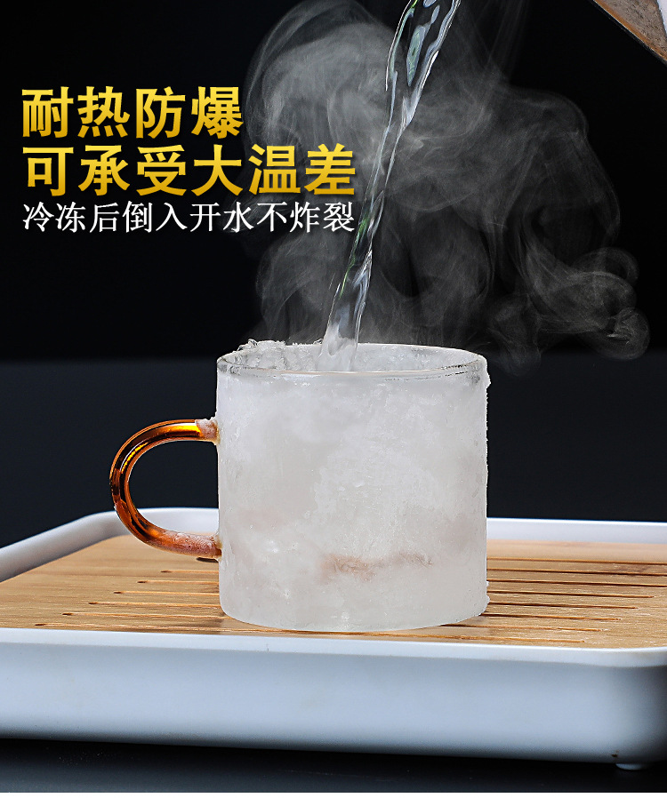 High borosilicate glass tea cups, master cups, heat-resistant transparent thickened tasting cups, small colored handle tea bowls, Gongfu tea sets pic 3