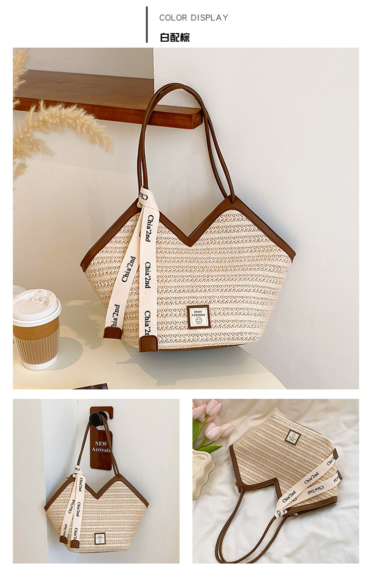 大容量托特包包女2025新款潮复古手提草编包百搭单肩编织包通勤包详情10