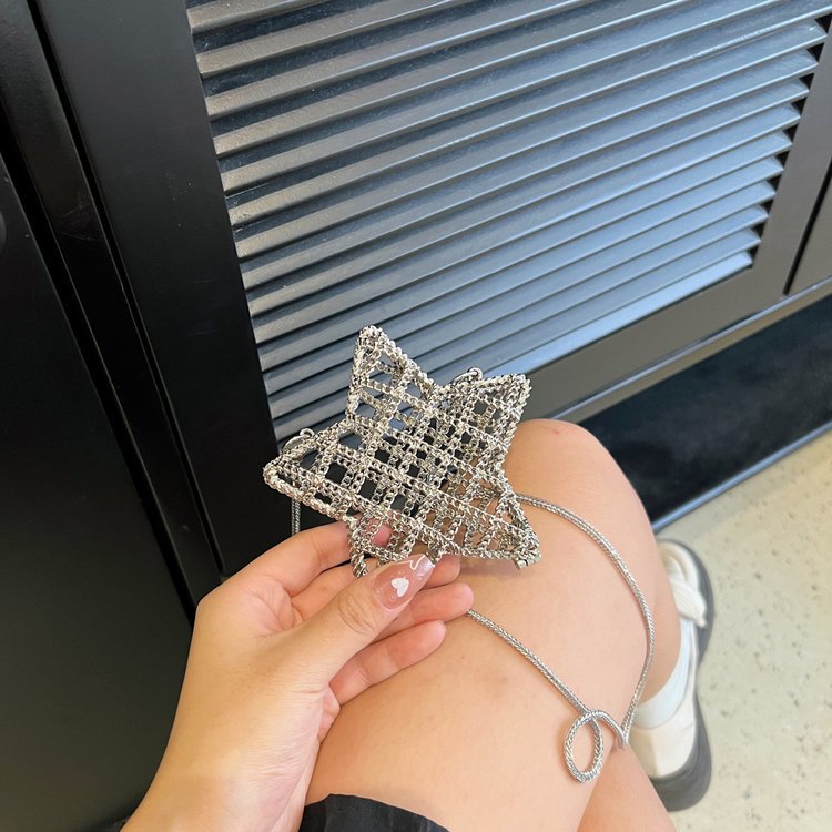 跨境2024夏新款小香风镂空金属星星包晚宴包单肩斜挎气质链条女包详情142