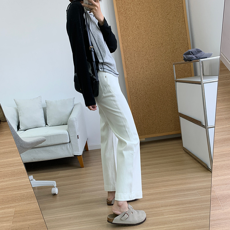 Slimming pants! Early spring light blue four-sided stretch straight-leg jeans for women 2025, high-waisted and petite 9-inch pants pic 27