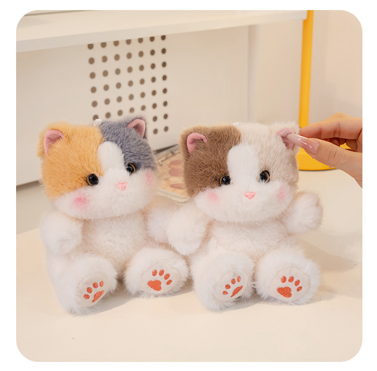 Cute and adorable golden gradient cat palm treasure, plush cat toy, learning set, Siamese cat office decoration pic 11