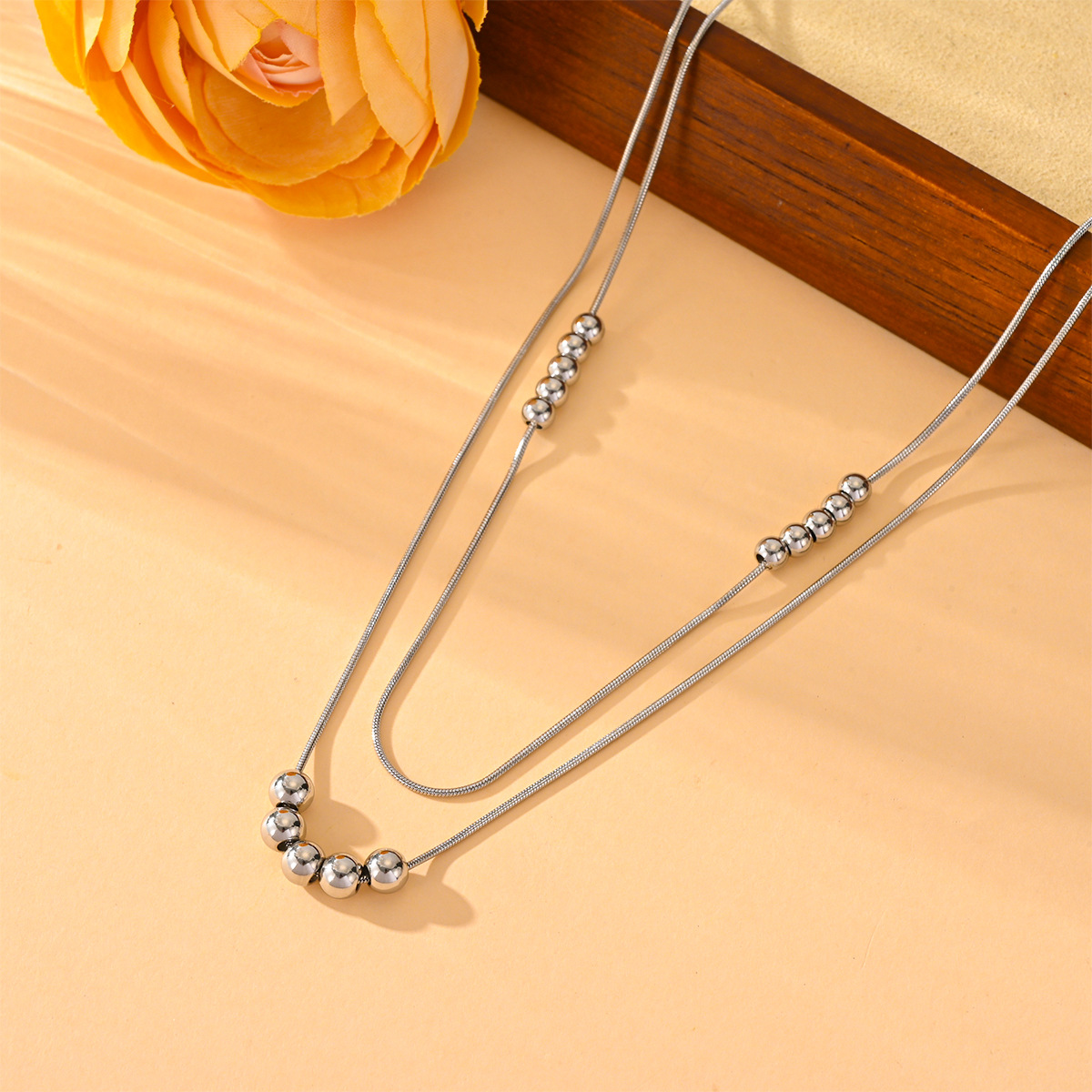 新款百搭高级钛钢新款项链蛇骨链套装时尚批发详情5