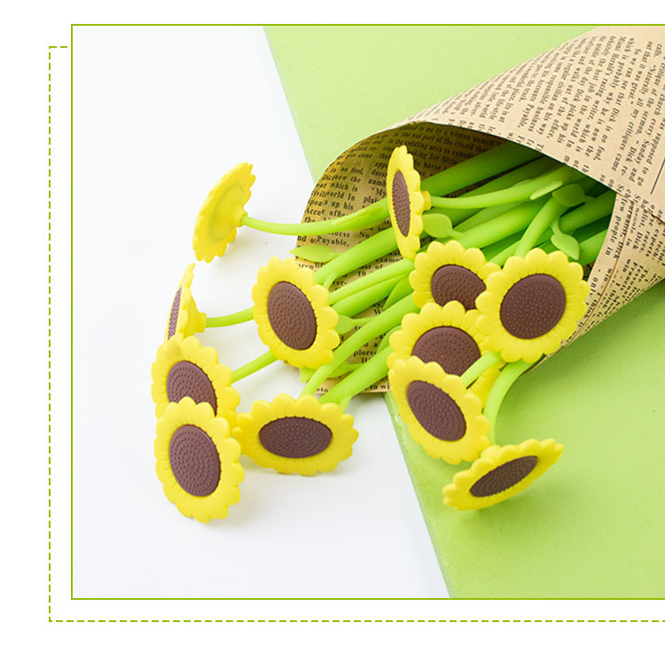 Creative sunflower silicone gel pen, swinging cute, stress-relieving gel pen, student stationery, swinging for stress relief, exquisite pic 15