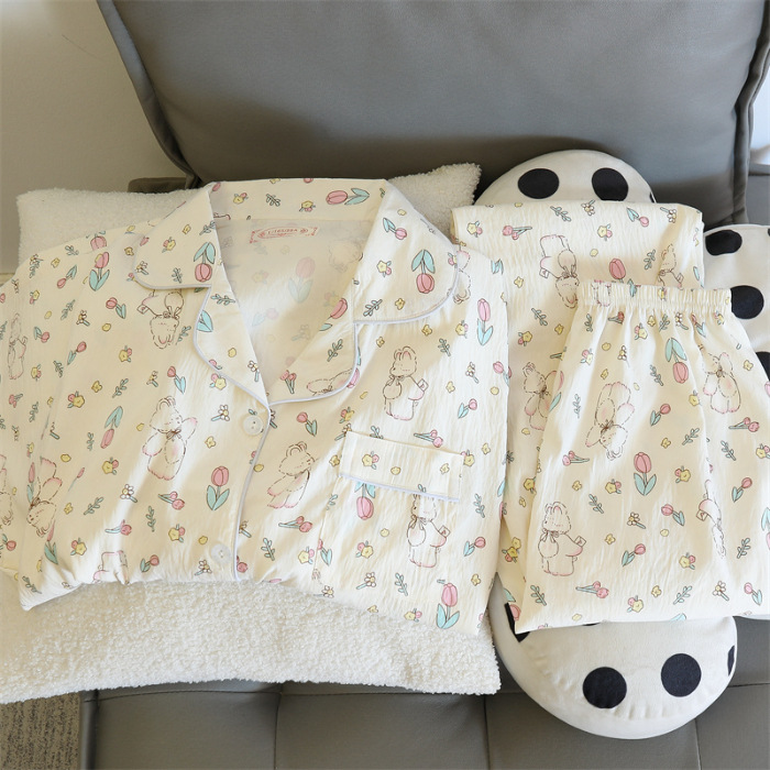 Spring new Cloud cotton Korean InS-style long-sleeved pajamas for girls, sweet and cartoonish, cute student home wear set pic 12