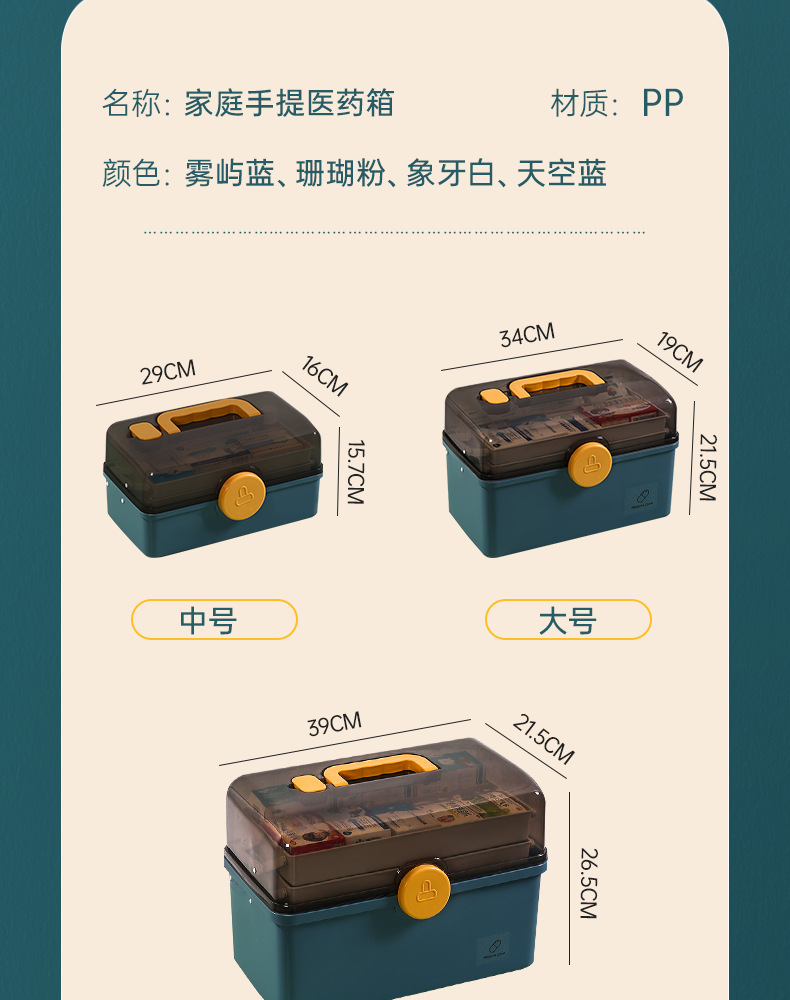 家用药箱家庭装大容量多层医药箱全套药品收纳箱药物收纳盒医疗箱详情12