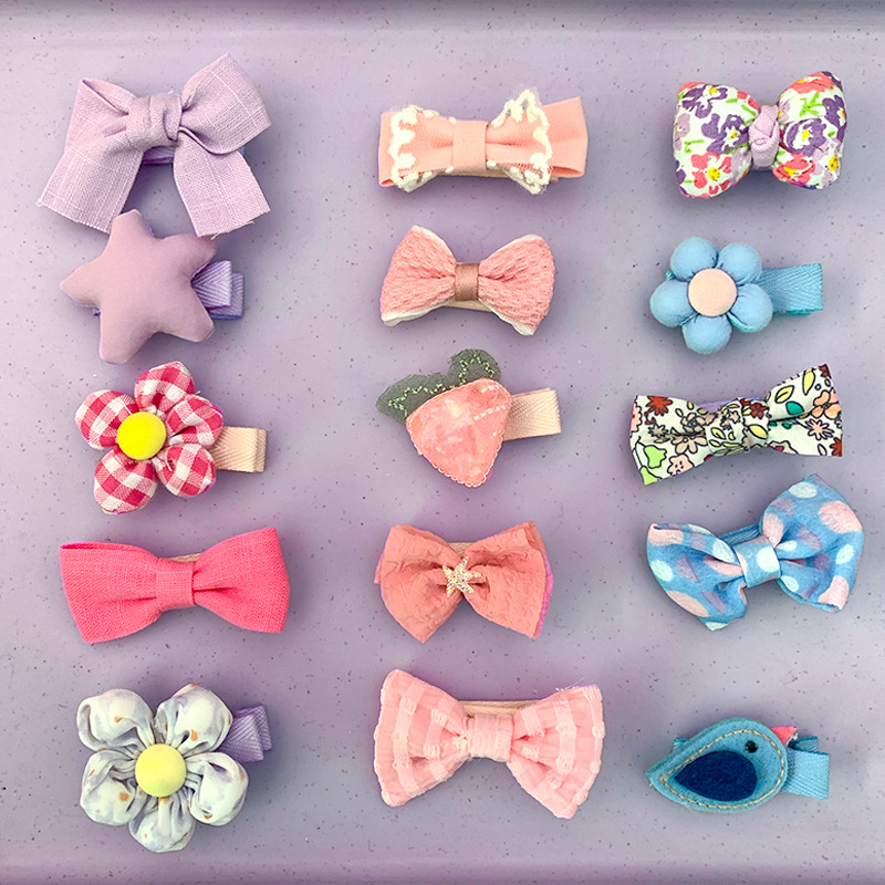 Korean version colorful baby hair clips, sweet and cute baby all-inclusive cartoon flower bow side bangs hair accessories pic 20