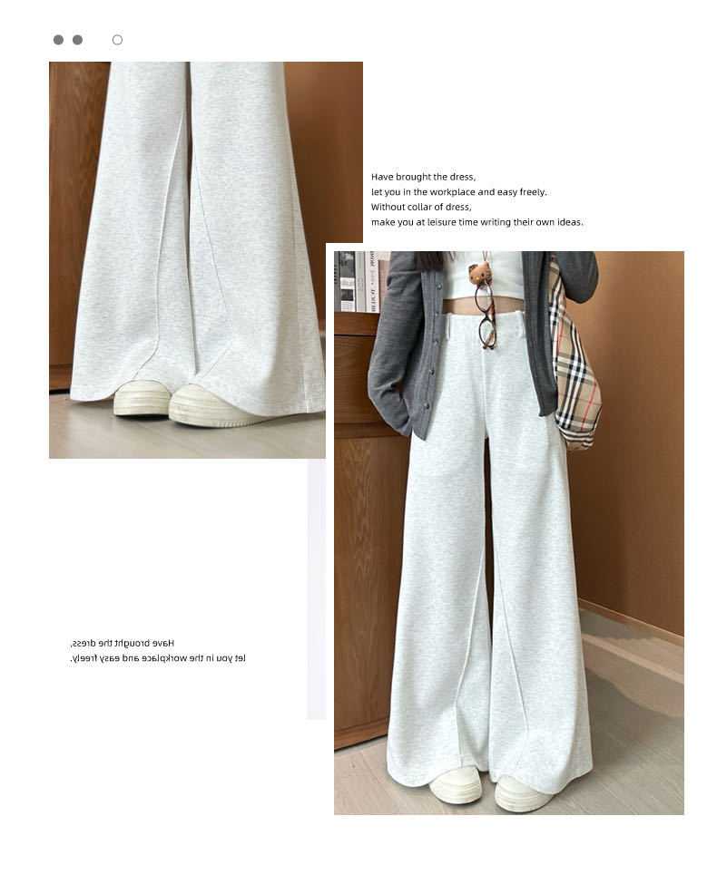 灰色运动裤女华棉秋冬2025新款高腰宽松直筒加绒加厚休闲阔腿卫裤详情4