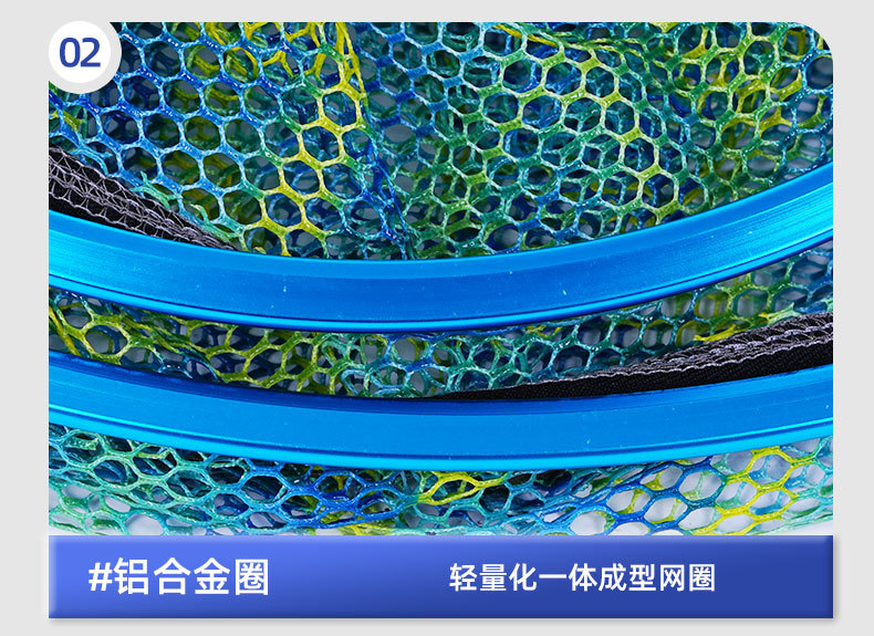 铝合金抄网头大物加深加厚涂胶防挂钩渔网兜垂钓用品运动户外渔线详情5