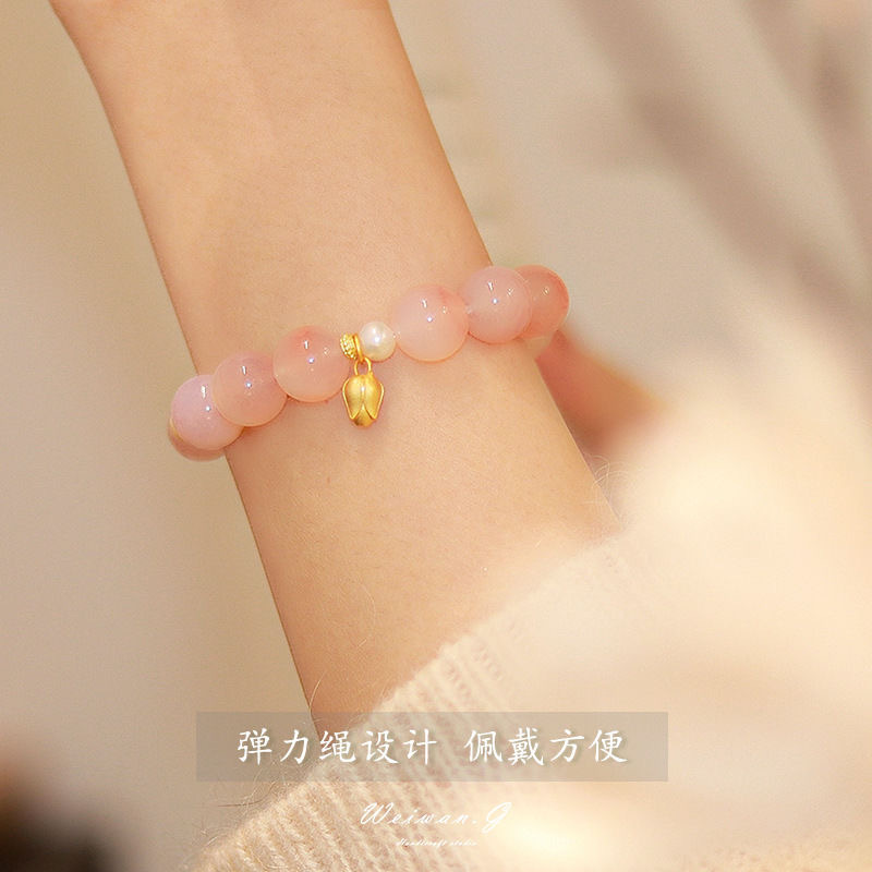 水蜜桃珍珠手链女款ins小众设计手持手串学生闺蜜生日礼物详情4