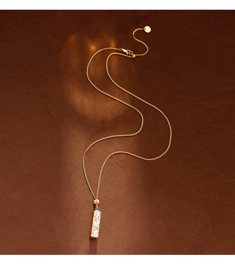 Hyacinth碎碎冰四方来财小金条吊坠项链女款时尚个性气质高级感锁骨链颈链详情5