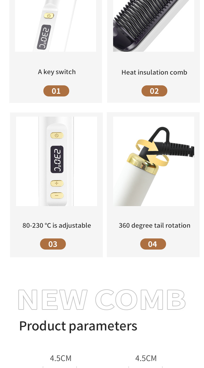 热销液晶直发梳负离子不伤发直发卷发两用懒人卷发棒跨境直卷发器详情13