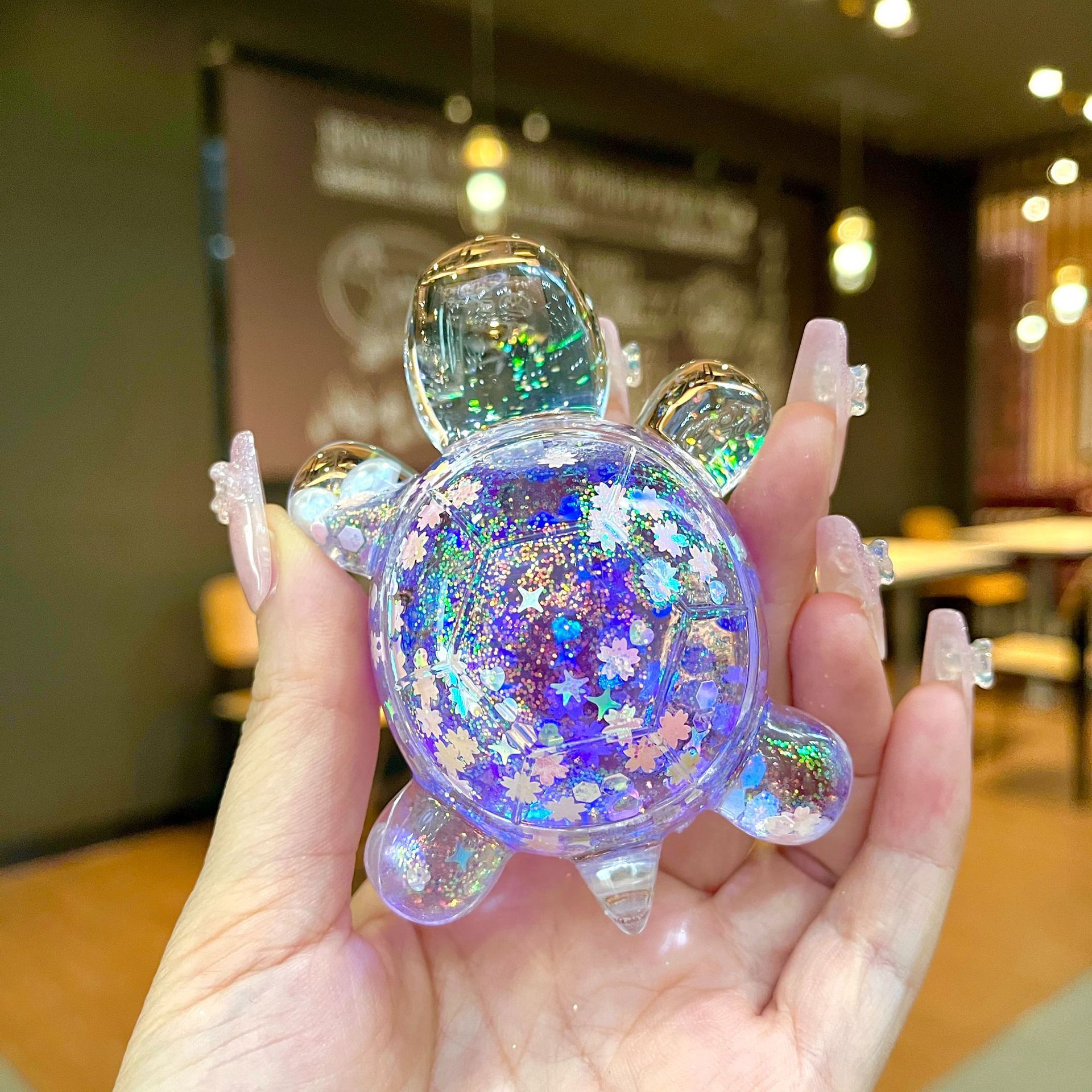 网红爆款夜光流沙大号炫彩爆闪乌龟摆件diy盲盒盲袋创意饰品摆台详情7