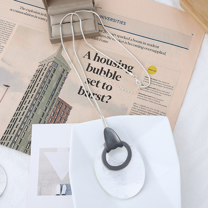 亚马逊爆款跨境外贸欧美复古简约吊坠高级感ins风项链长款毛衣链详情16