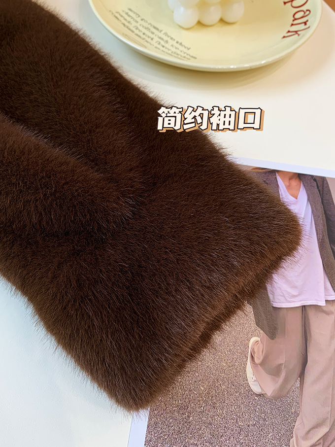 欧貂绒皮毛一体短款立领仿水貂毛外套环保皮草女秋冬新品通勤风详情9