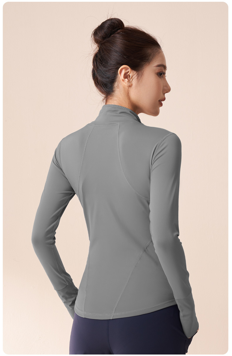 Juyitang Summer Yoga Coat, seamless stand-up collar stretch sports coat, stretch outdoor sports top pic 18