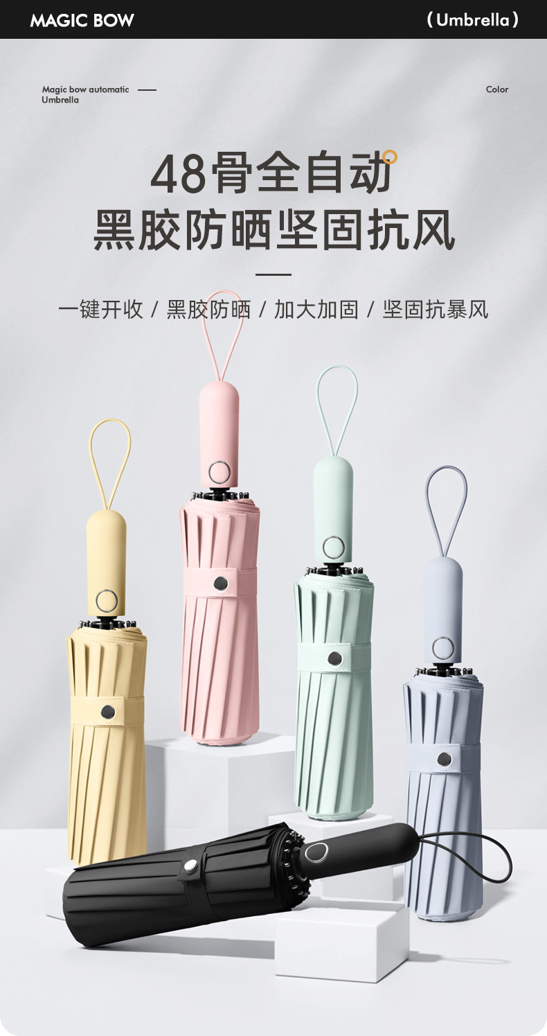 2024全自动折叠雨伞小清新结实抗风晴雨两用太阳伞遮阳伞可印logo详情1