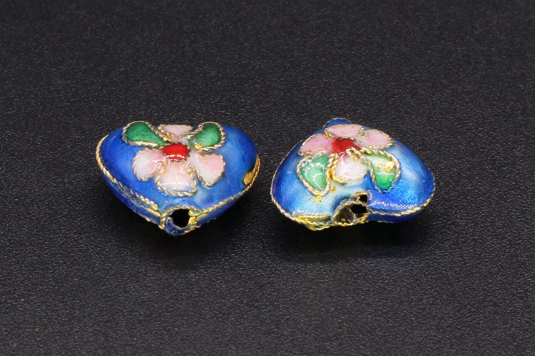 Traditional high-temperature cloisonne enamel filigree silver blue DIY jewelry accessory beads Cloisonne 13# chicken heart pic 13