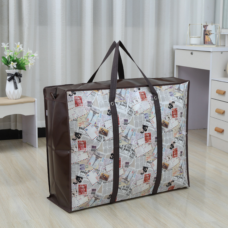 跨境高质量批发无纺布袋覆膜防水行李袋衣物被子收纳袋手提搬家打包袋详情1