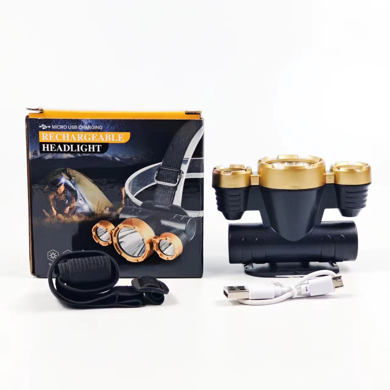 Cross-border high-intensity long-range 5LED headlamp, outdoor portable flashlight, night riding fishing lamp, mining lamp, USB charging pic 11