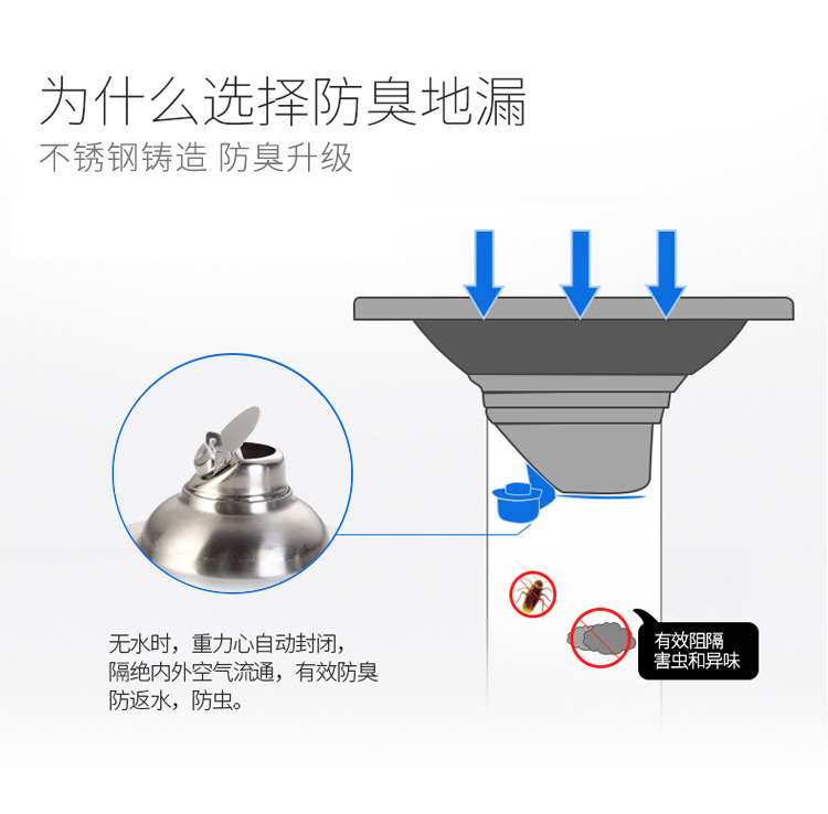 304 stainless steel sanitary floor drain, sewer, bathroom, washing machine floor drain cover, anti-odor wonder pic 11