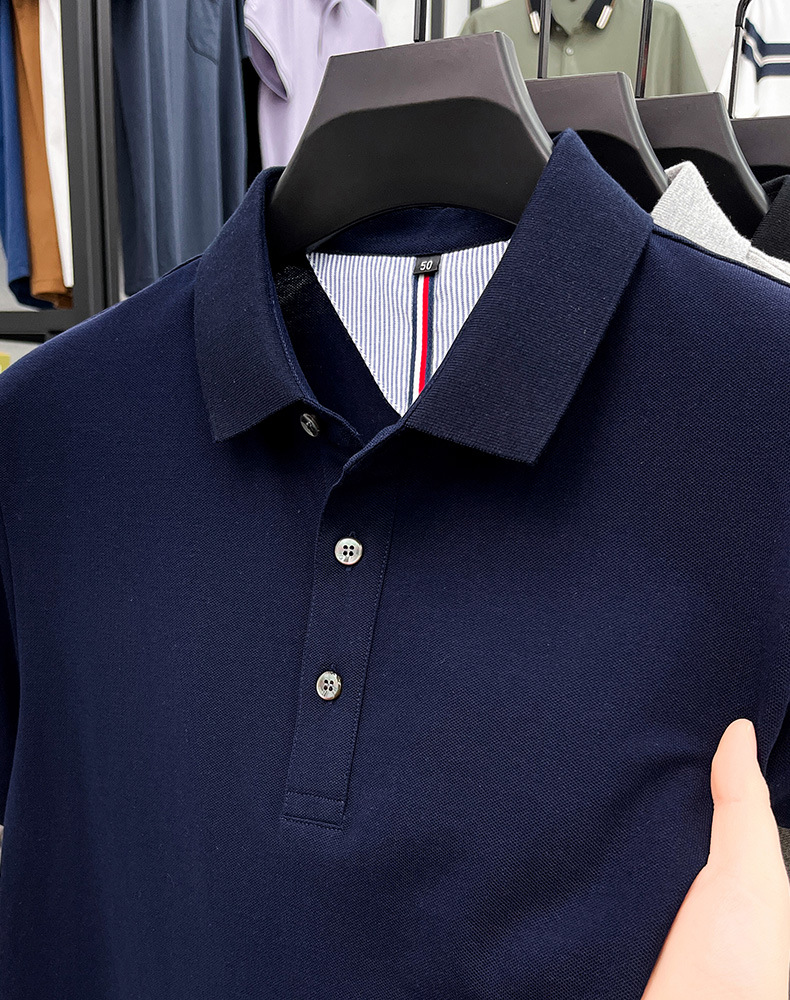 细珠地纯棉polo衫短袖男夏季新款中年纯色商务休闲翻领男士t恤详情30
