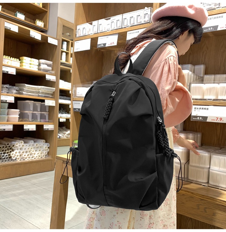 双肩包男士高级感大容量简约书包女大学生旅行背包纯色休闲批发详情9